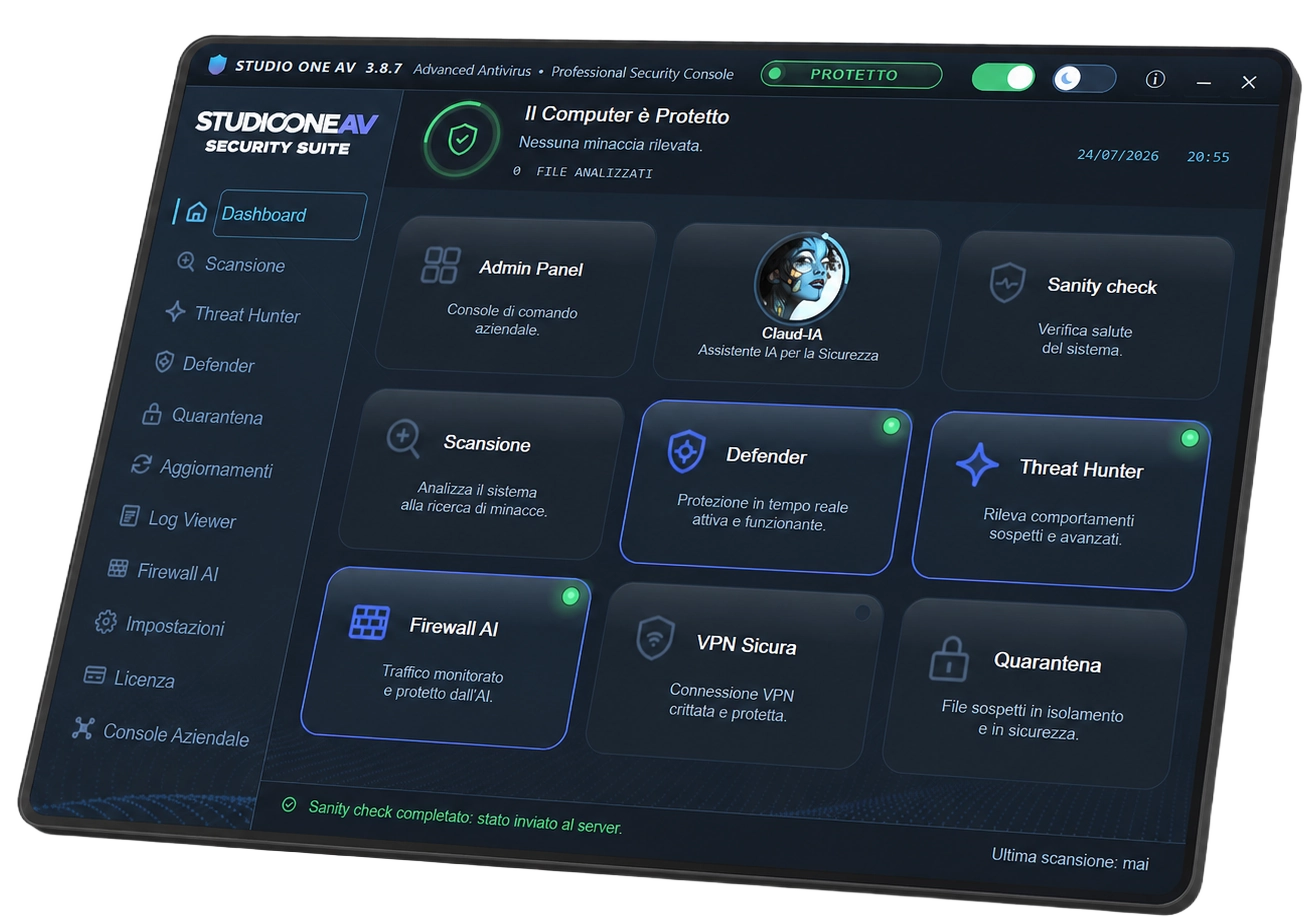Studio One AV — dashboard del client desktop