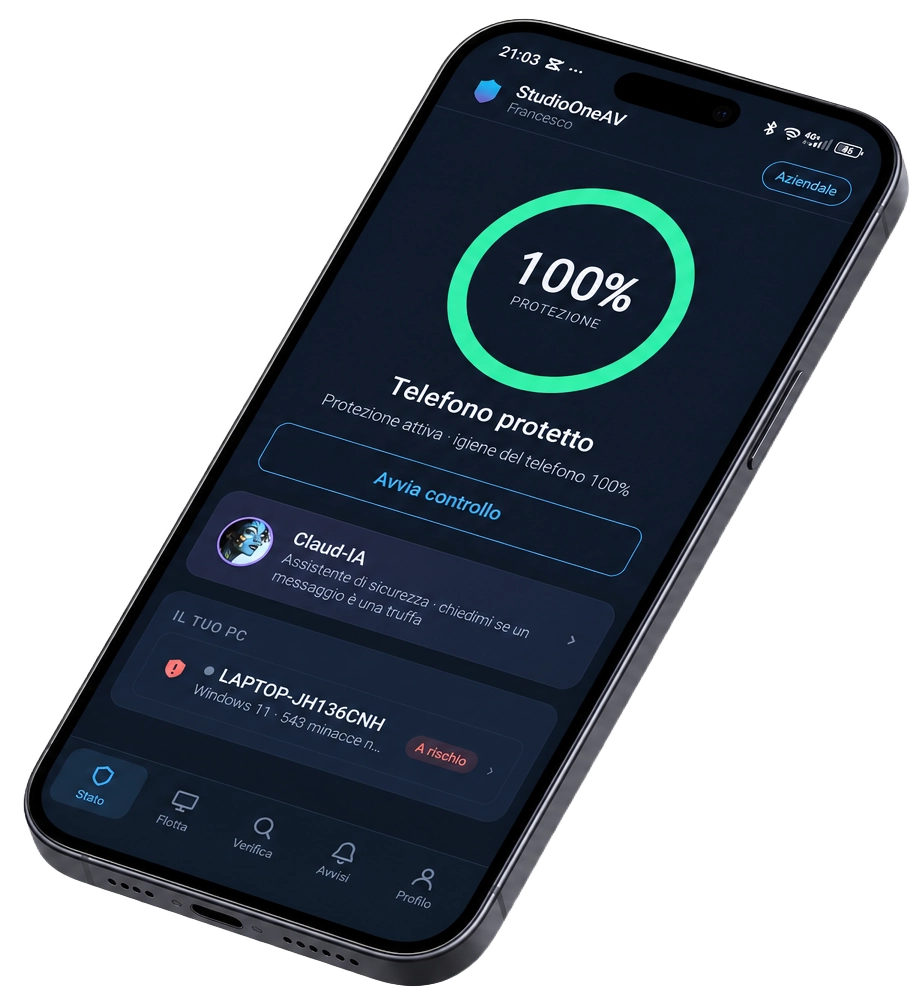 Studio One AV — app companion mobile che monitora lo stato del PC e della flotta